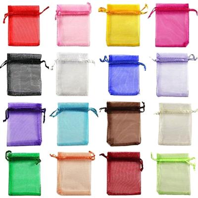 China Wholesale Eco-Friendly Gift Black 5*7cm Pocket Organza Drawstring Sheer Organza Bags Small for sale