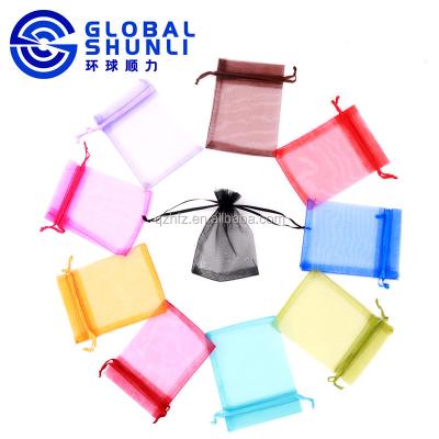 China Sheer Eco-friendly Organza Bags Drawstring Gift Bags Mesh Jewelry Pouches For Party Wedding Christmas for sale