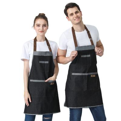 China European Adjustable Adult Cotton Denim Bib Multi Use Aprons Favorable Working Anti Fouling Uniform for sale