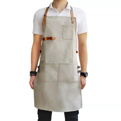 China European Style Eco-friendly/Waterproof Canvas Printed Logo Apron Adult Waterproof Housework Creamy Apron For Women for sale