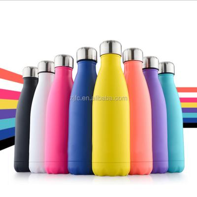 China Viable Custom Powder Coated Water Bottle 304 Stainless Steel Thermos Vacuum Flask Cola Bottle for sale