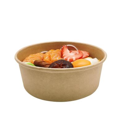 China Disposable Disposable custom printing food packing box container salad bowls kraft paper bowl with lid for sale