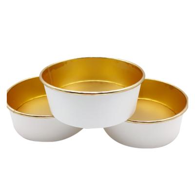 China Diposable Appearance Pattern Can Be Customized Gold Aluminum Foil Packaging Paper Bowl For Fast Food for sale