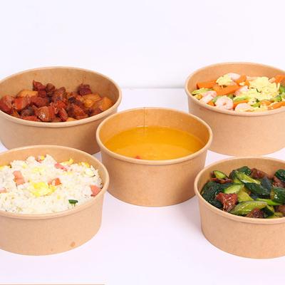 China Disposable Wrapping Paper Food Takeout Paper Bowls With Lid Disposable Food Packing Case Container Custom Printing Salad Bowl for sale