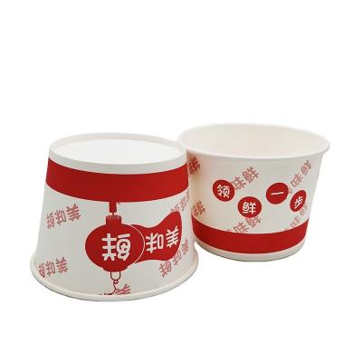 China Dispoable Red Round Salad Wrapping Paper Bowl Disposable Paper Bowl For Noodles And Soup for sale