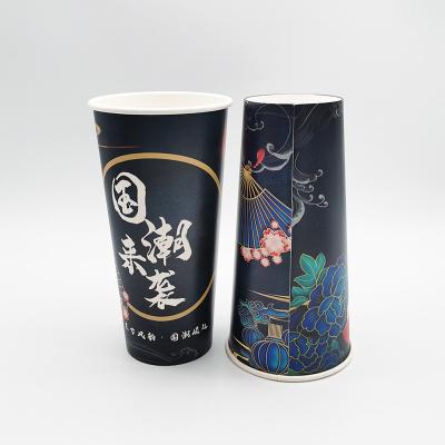 China Disposable Blue Chinese Style Cold Exquisite Thickened Hot Coffee Cup Disposable Milk Tea Paper Cup Cup for sale