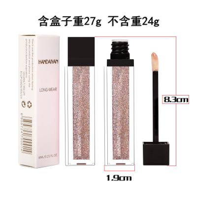 China Amazon HANDAIYAN 12 Color Glitter Lip Gloss Private Label Matte Lipstick Waterproof Glitter Lip Gloss Hot Selling Normal Size for sale