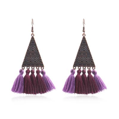 China Vintage Ethnic Geometric Tassels Women Romantic Bohemian Jewelry Drop Dangle Statement Dangle Earrings Hanging Earrings for sale