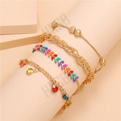 China Reference Luxury Gold Plated Cubic Cuban Chain Anklet Inlaid Micro CZ Cubic Zirconia Bling Crystal Cuban Foot Chain Anklet Picture Rhinestone The for sale