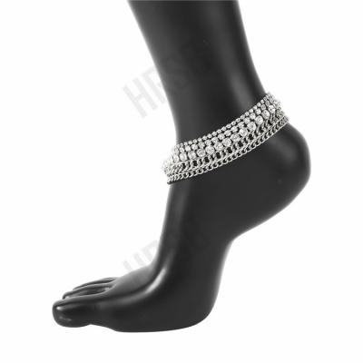 China Reference Picture Double-Hearted Silver Foot Chain For Women Ankle Bracelet18K Anklets for sale