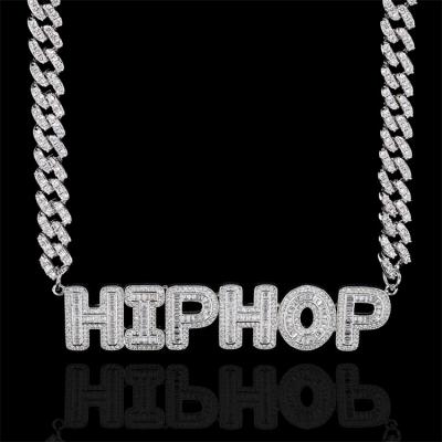 China Hot Sale Hiphop Hiphop Custom Name Necklace Diamond Letters Diamond Letters Link Chain Bling Cuban Necklace For Women Girls for sale