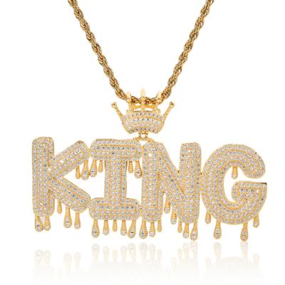 China Custom Hip Hop Hot Selling Hip Hop Jewelry Personalized Crown Letter Charms Necklace Iced Out Miami Nameplate Necklace For Women Jewelry for sale