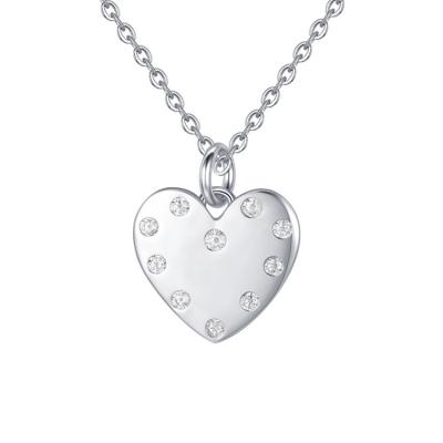 China TRENDY Jewelry Engagement Gift 925 Sterling Silver Chain Women Micro Inlay Clavicle Diamond Heart Pendant Necklace For for sale