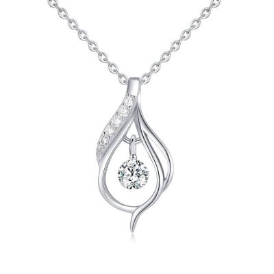 China TRENDY Classic 1 Carat Diamond Eternal Pendant Necklace 925 Sterling Silver Crystal Water Drop Shape Pendant For Women for sale