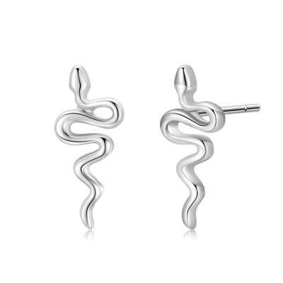 China Trendy Minimalist Fashion Snake Stud Earrings 925 Sterling Silver White Gold Plating Animal Snake Stud Earrings For Women Girls for sale