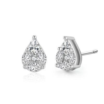 China FASHIONABLE Exquisite Women Inspired Jewelry 925 Sterling Silver Diamond Water Drop Shaped Shiny Stud Earrings for sale