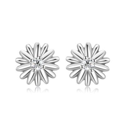 China New Design 925 Sterling Silver Diamond Daisy Flower Stud Earrings FASHIONABLE Custom Women Fashion Jewelry for sale