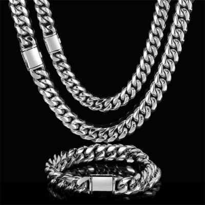 China Hiphop 10mm 12mm 14mm Miami Cuban Chain Bracelet Hip Hop Jewelry For Women Men 18k Gold Plated Stainless Chain Bracelet for sale