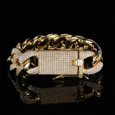 China Hiphop Hip Hop Gold Plated 18mm Bubble Chain Bracelet Cuban Anklets Iced Out Diamond Miami Bubble Cuban Link Chain Men Women Men Bracelet A for sale