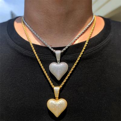 China FASHIONABLE Jewelry Heart Hip Hop Vintage Pendant Necklace Gold Plated Iced Out Diamond Necklace For Women Gift for sale