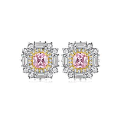 China FASHIONABLE Stylish Sterling Silver Colored Zircon Stud Earrings Women Jewelry Gemstone 925 Flower Shaped Gemstone Earrings for sale