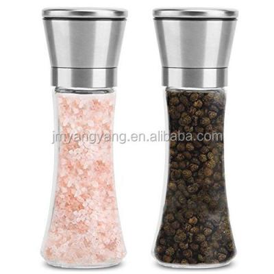 China Viable Grinder Mill Set, Stainless Steel, Salt and Pepper Glass Body with Adjustable Ceramic Coarseness for sale