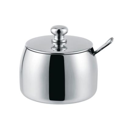 China Sustainable Elegant Sugar Bowl Stainless Steel Sugar Pot With Spoon for sale