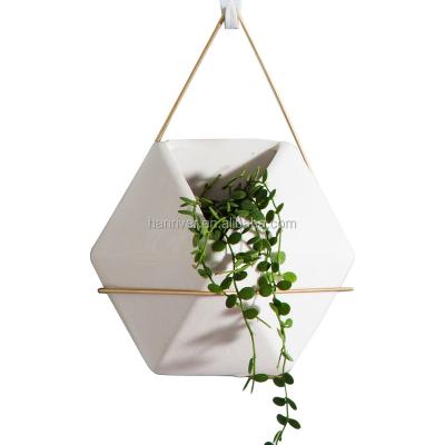 China Europe New Design Unique Ceramic Porcelain Hanging Planter Vase for sale