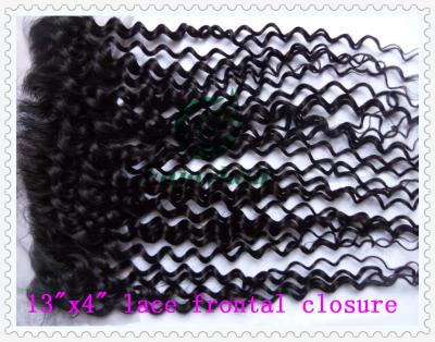 China malaysian virgin remy hair lace frontal 13''x4'' ,natural color deep curly 10''-24'' for sale