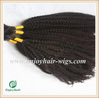 China Indian 5A virgin  hair bulk ,natural color(can be dye) afro kinky curly 10''-26''length for sale