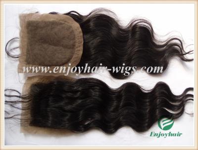 China Silk top closure 4''x4'' malaysian virgin hair natural color body wave 10''-24''free style for sale