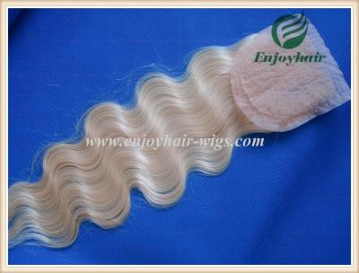 China Silk top closure 4''x4'' malaysian virgin hair 613# color body wave 10''-24''three part for sale