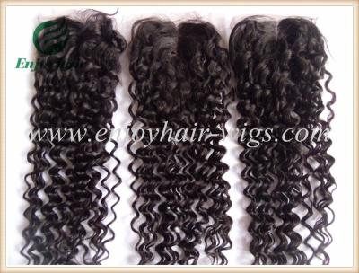 China Lace top closure 4''x4'' ,malaysian virgin hair natural color deep wave 10''-24''length for sale