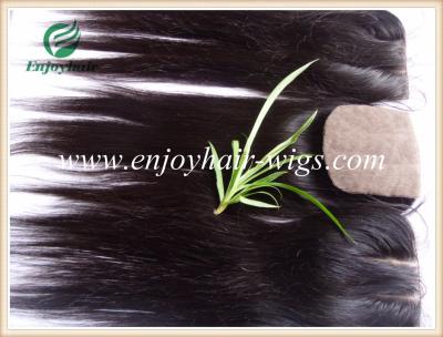 China Silk top closure 4''x4'' malaysian virgin hair natural color straight 10''-24''three part for sale