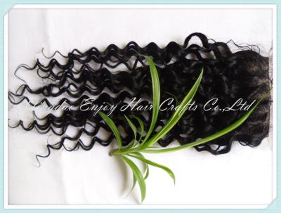 China Silk top closure 4''x4'' peruvian virgin hair natural color deep curly 10''-24''free part for sale