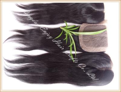 China Silk top closure 4''x4'' peruvian virgin hair natural color,straight 10''-24''middle part for sale