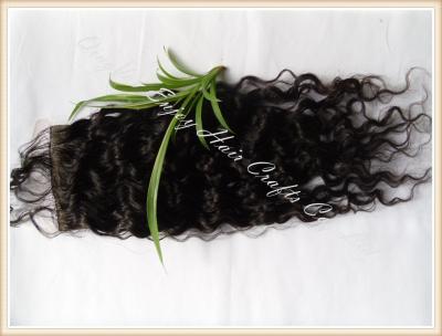 China Silk top closure 4''x4'' peruvian virgin hair natural color  curly 10''-24''free part for sale