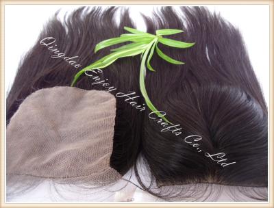 China Silk top closure 4''x4'' peruvian virgin hair natural color,straight 10''-24''middle part for sale