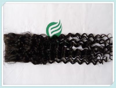 China Silk top closure 4''x4'' peruvian virgin hair natural color deep wave 10''-24''free part for sale