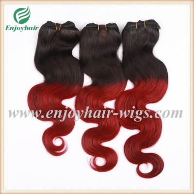 China Peruvian 5A virgin remy hair weave ,ombre natural color/red# Body wave 10''-26''length for sale