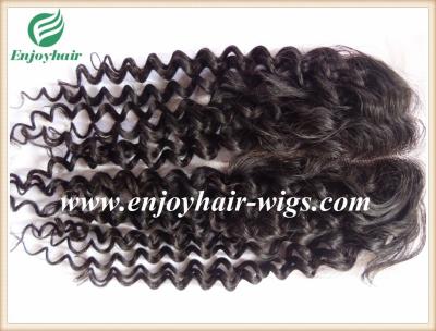 China Lace top closure 4''x4'' ,malaysian virgin hair natural color curly 10''-24''length for sale