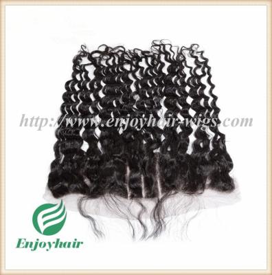 China Brazilian virgin hair lace frontal 13''x4'' ,natural color deep wave 10''-24''L hairpiece for sale