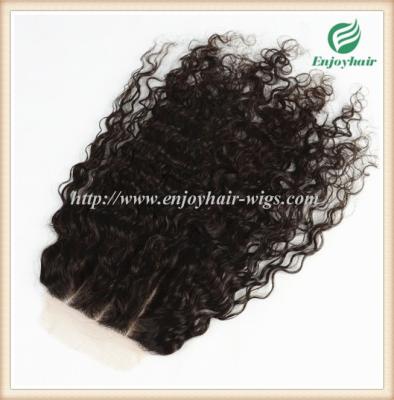 China Lace top closure 5''x5'' ,brazilian virgin hair natural color loose curly 10''-24''length for sale