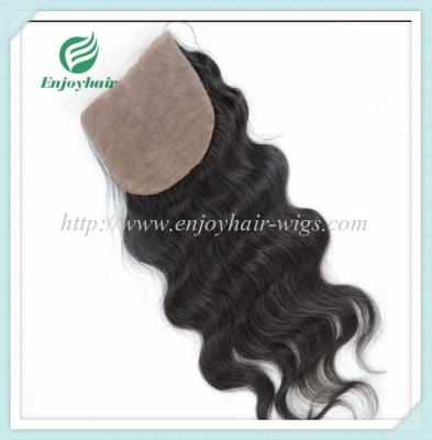 China Silk top closure5''x5'' malaysian virgin hair natural color body wave 10''-24''L three way for sale