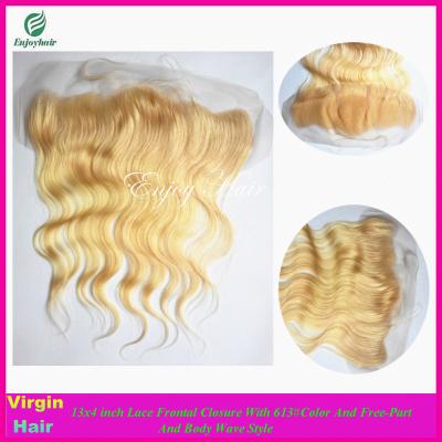 China 7A malaysian virgin  hair lace frontal 13''x4'' ,613# color body wave hair lace closure for sale