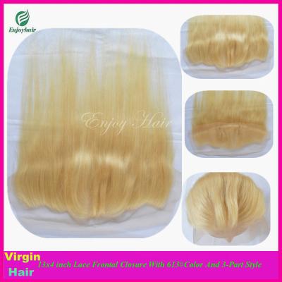 China 7A malaysian virgin hair 3-part lace frontals 13''x4'' ,613# color straight hair closure for sale