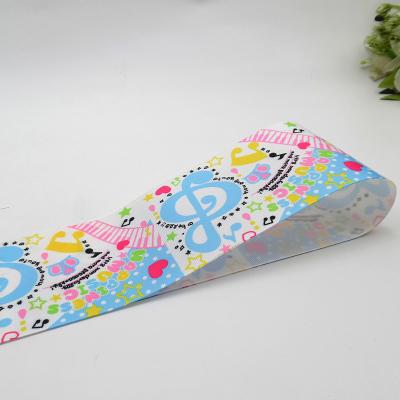 China Ins DIY Gift  accessories Bear Music Pattern Heattransfer Printed Grosgrain Gift Ribbon for sale