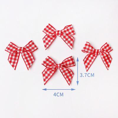 China Wholesale High quality Pre-made mini Check Gingham Ribbon Bow for bra decoration for sale