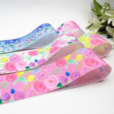 China Flower Pattern Thermal transfer Printing Grosgrain Gift Ribbon for sale