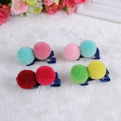 China Korean Fashion Hair Accessories Hairy Pompom Hairpin Hairclip for sale